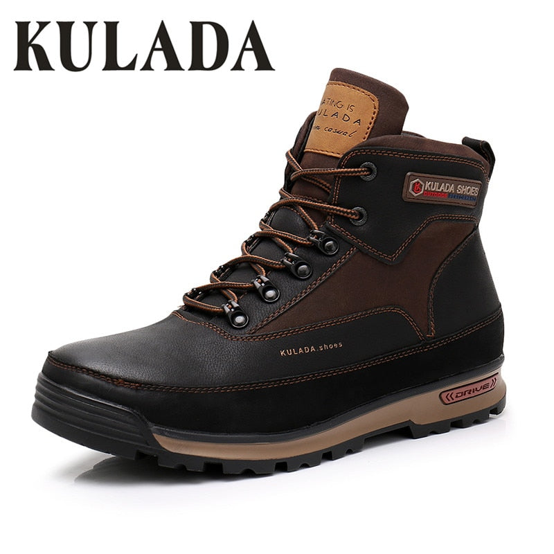 KULADA New Boots Men Winter Snow Boots Men Outdoor Activity Sneakers Boots Warm Lace Up High Top Fashion Shoes Men Safety Boots