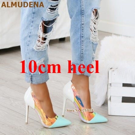 Neon Pink Heels with Clear PVC - Eco-Chic & Bold