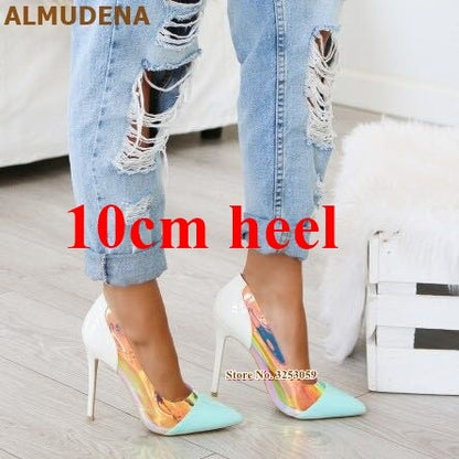 Neon Pink Heels with Clear PVC - Eco-Chic & Bold