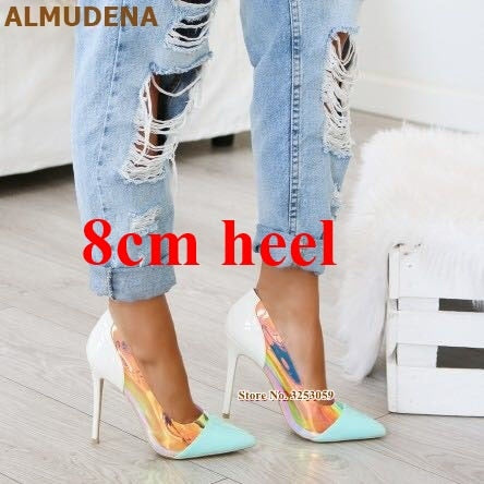 Neon Pink Heels with Clear PVC - Eco-Chic & Bold