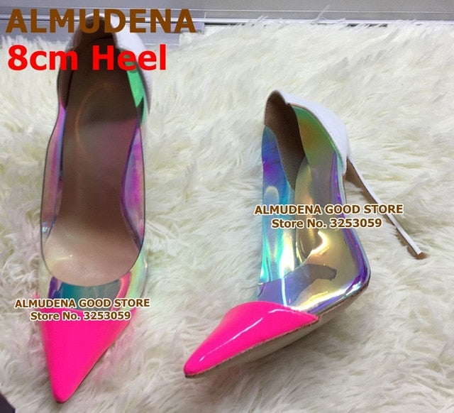 Neon Pink Heels with Clear PVC - Eco-Chic & Bold