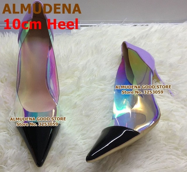 Neon Pink Heels with Clear PVC - Eco-Chic & Bold