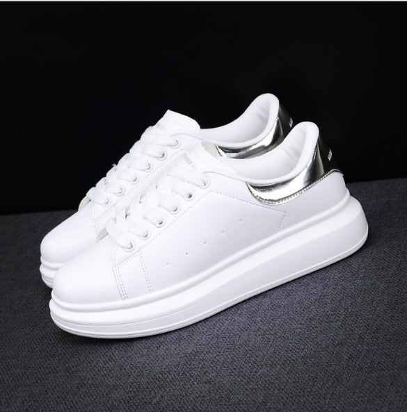 New 2020 Men's White Sneakers Women's Fashion Vulcanize Shoes size 35-44 High quality HIP HOP Shoes Platform Lace-up running Sho