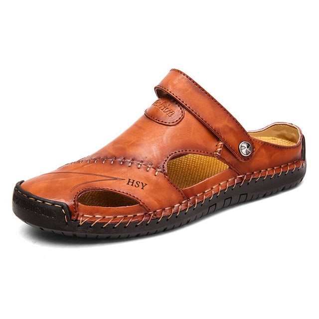 Classic Men's Leather Roman Sandals for Summer Adventures