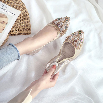 VANGULL Women's Crystal Flats - Sustainable Glamour & Comfort