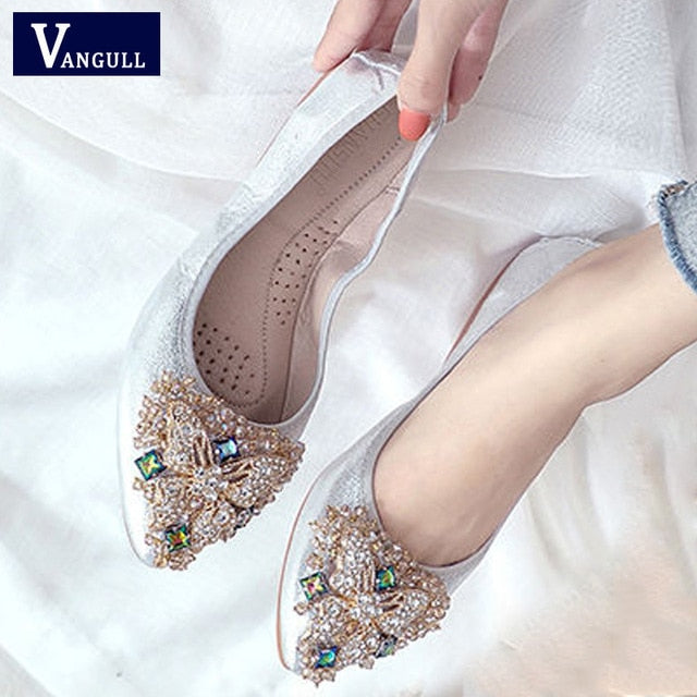VANGULL Women's Crystal Flats - Sustainable Glamour & Comfort