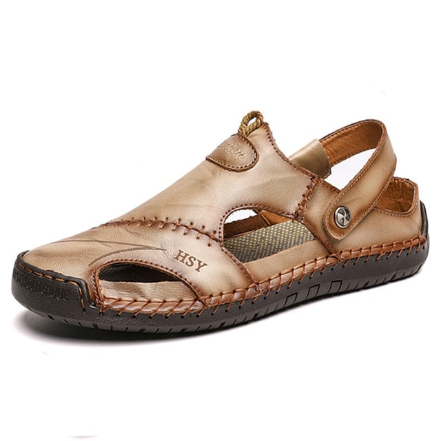 Classic Men's Leather Roman Sandals for Summer Adventures