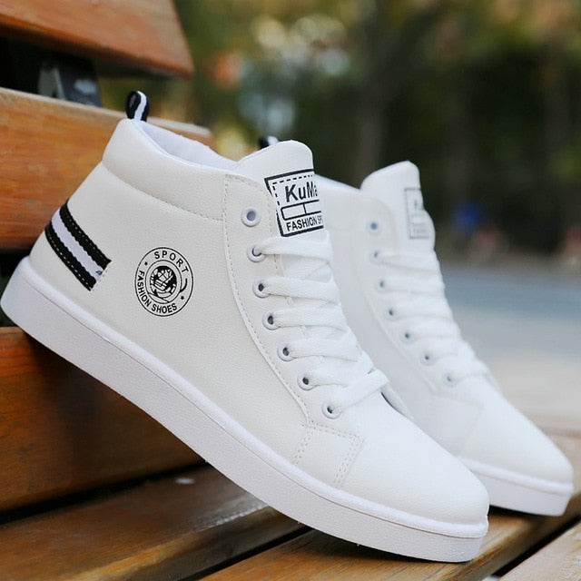 High Top White Sneakers - Sporty Style with Modern Comfort