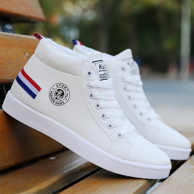 High Top White Sneakers - Sporty Style with Modern Comfort