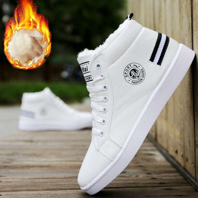 High Top White Sneakers - Sporty Style with Modern Comfort