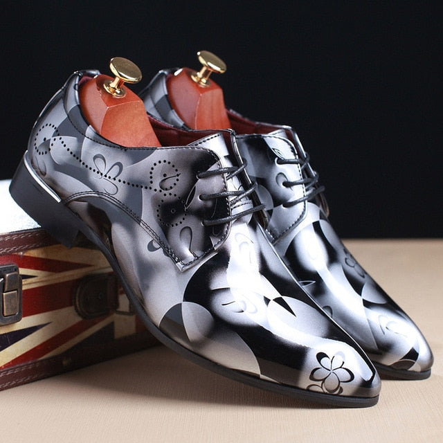 Floral Pattern Leather Oxford Shoes - Luxury Wedding & Formal Wear