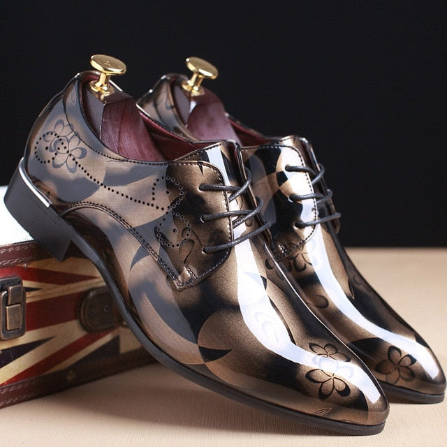 Floral Pattern Leather Oxford Shoes - Luxury Wedding & Formal Wear
