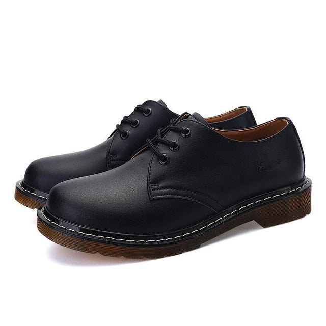 New Men Fashion Ankle Boots Lace-up Chelsea Martens Boots Soulier Homme Wear Resistant Dr-loafers Spilt Leather Shoes Yellowline