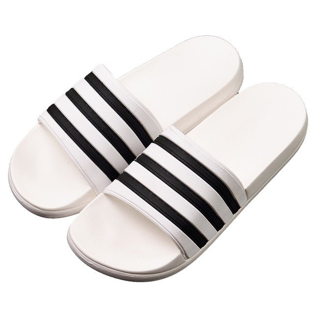 Unisex Soft EVA Slippers with Black and White Stripes
