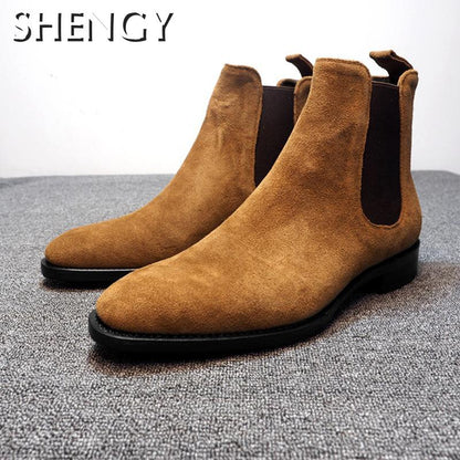 Winter Men Shoes Chelsea Boots Fashion Botas Frosted Trend Men's Casual Boots Black Luxury High-top  Shoes For Men Comfortable