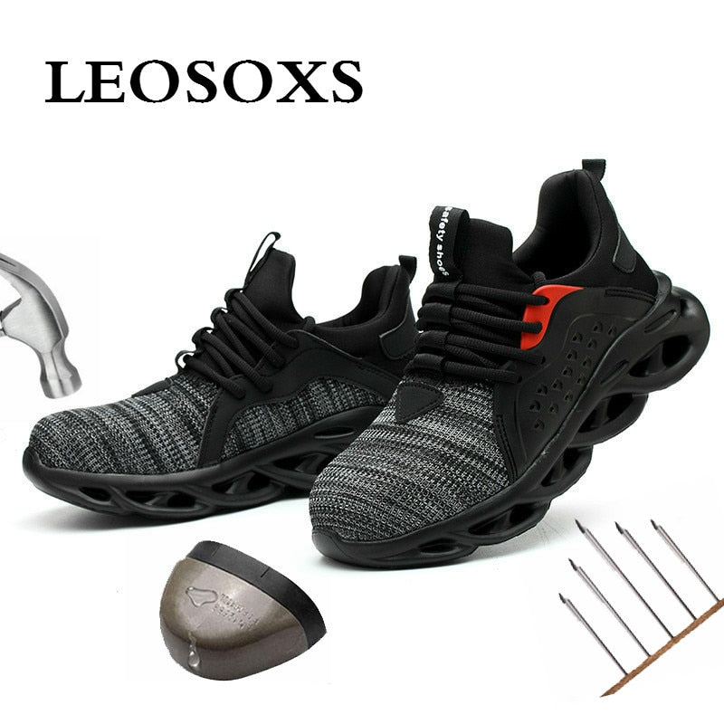 Leoxose Men Light Sneaker Indestructible Steel Toe Soft Anti-piercing Work Boots men shoes New Breathable Mesh Safety Shoes