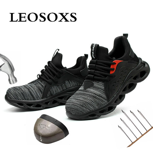 Leoxose Men Light Sneaker Indestructible Steel Toe Soft Anti-piercing Work Boots men shoes New Breathable Mesh Safety Shoes