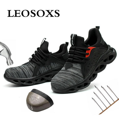 Leoxose Men Light Sneaker Indestructible Steel Toe Soft Anti-piercing Work Boots men shoes New Breathable Mesh Safety Shoes