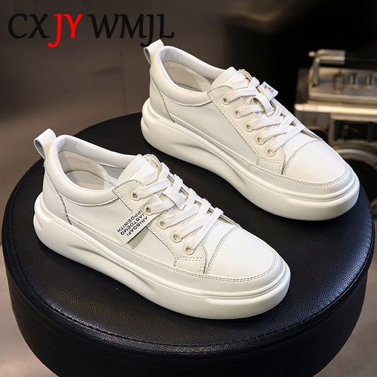 Women's Leather Platform Sneakers - Lightweight & Breathable