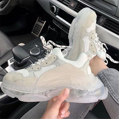 Women's Transparent Sneakers - Stylish & Comfortable Leather Shoes