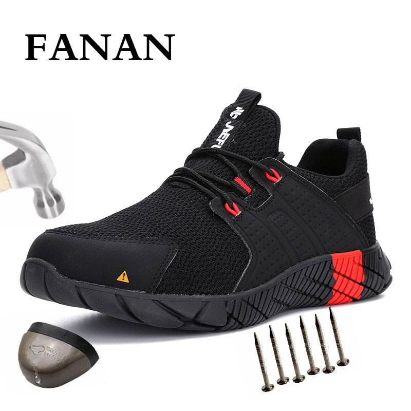 FANAN Men Safety Work Shoes Boots Breathable Light Steel Toe Work Boots Anti-smashing Men's Construction Boots Work Sneakers