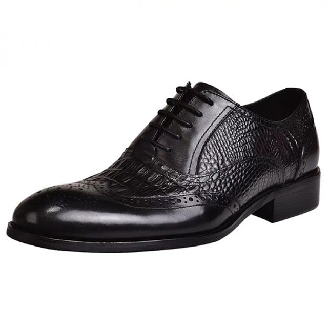 Shengmiao Crocodile Leather Brogues - Modern Elegance & Comfort
