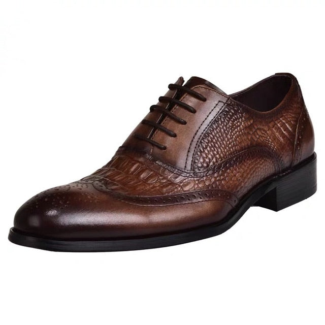 Shengmiao Crocodile Leather Brogues - Modern Elegance & Comfort