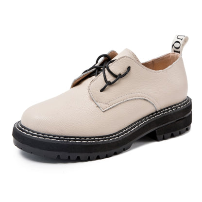 Retro Genuine Leather Oxford Shoes for Women Classic British Style