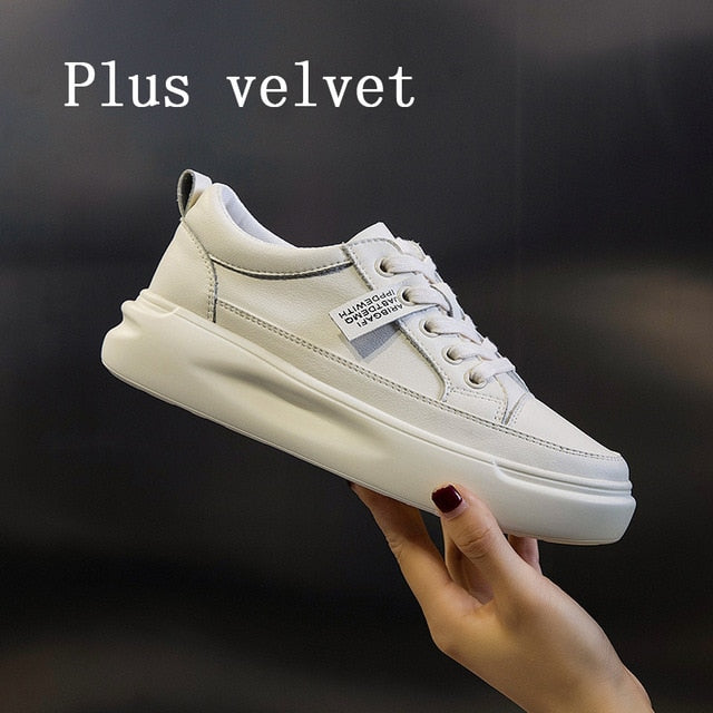 Women's Leather Platform Sneakers - Lightweight & Breathable