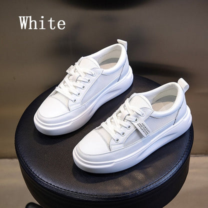 Women's Leather Platform Sneakers - Lightweight & Breathable