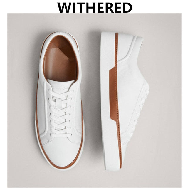 Withered england  shoes woman ins blogger england white shoes 100% Genuine leather comfortable simple women shoes sneakers women