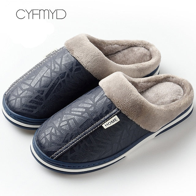 Men's Cozy Plush Winter Slippers - Warmth & Style