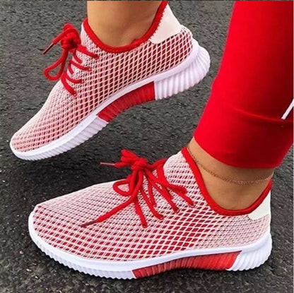Women's Breathable Mesh Sneakers - Comfortable Lace-Up Shoes