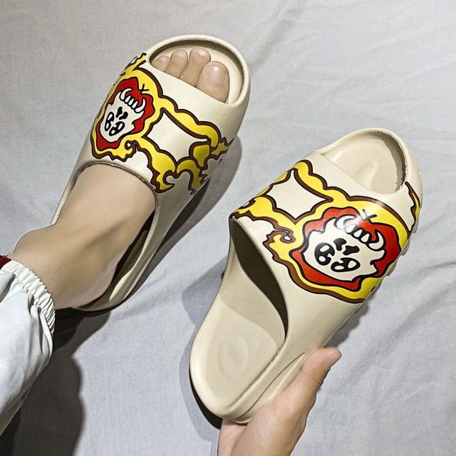 WEH rubber slippers 2020 Unisex Summer Men Bath Slippers Sandals Beach men's Slippers Fashion Casual Shoes Men Lovers room shoes