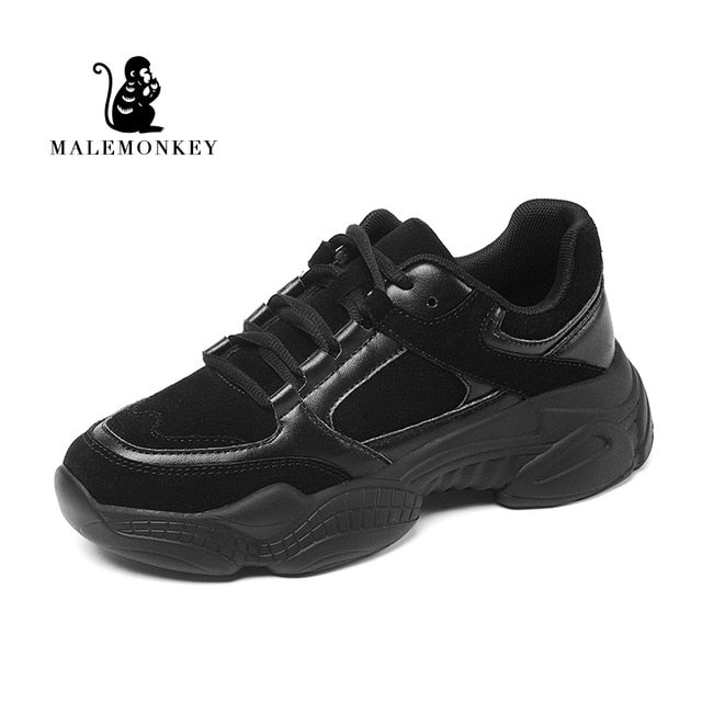 Women Sneakers Shoes White 2020 Spring Sport Thick Sole Lady Leisure Shoes Lace Up Comfortable Women Chunky Sneakers 932555