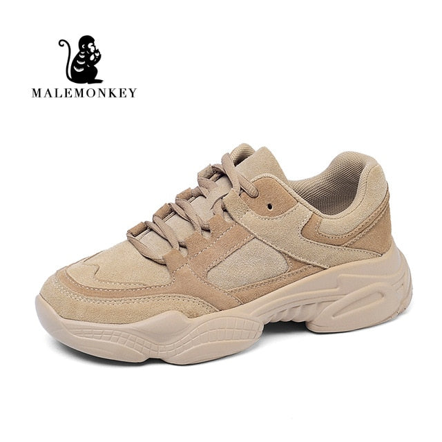 Women Sneakers Shoes White 2020 Spring Sport Thick Sole Lady Leisure Shoes Lace Up Comfortable Women Chunky Sneakers 932555