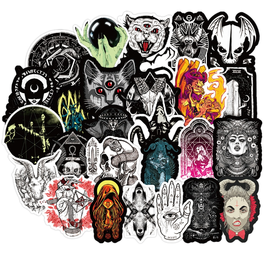 Gothic Horror Devil Witch Stickers - 50PCS Waterproof Vinyl Set