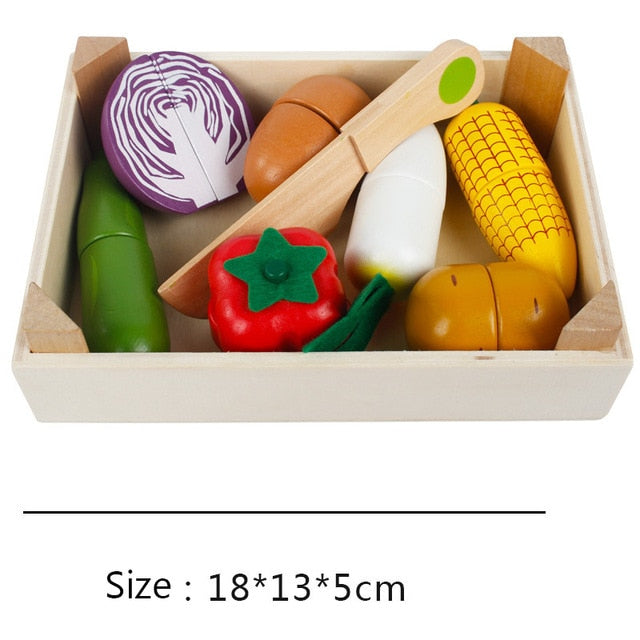Montessori cut fruits and vegetables toys wooden classic game simulation kitchen series toys early education gift play house toy