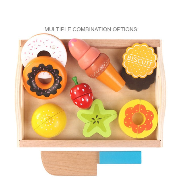 Montessori cut fruits and vegetables toys wooden classic game simulation kitchen series toys early education gift play house toy
