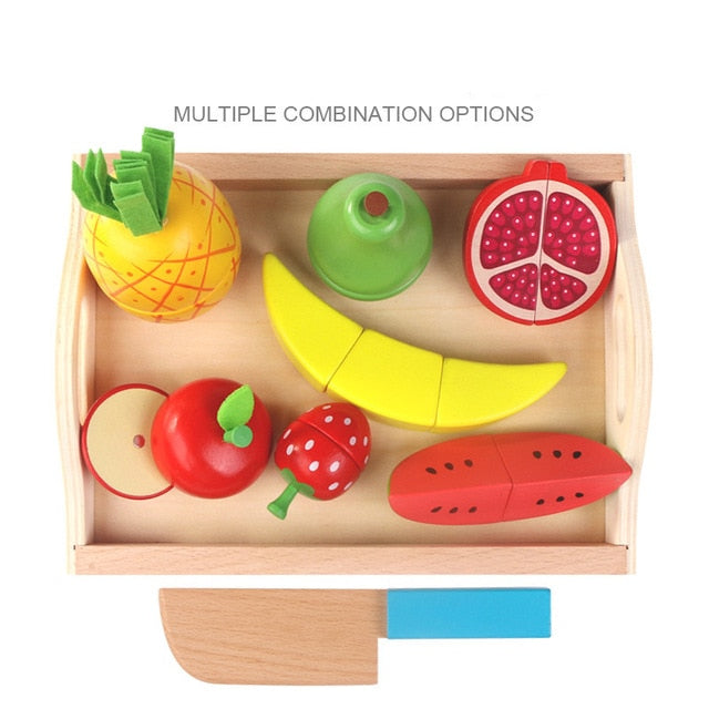 Montessori cut fruits and vegetables toys wooden classic game simulation kitchen series toys early education gift play house toy