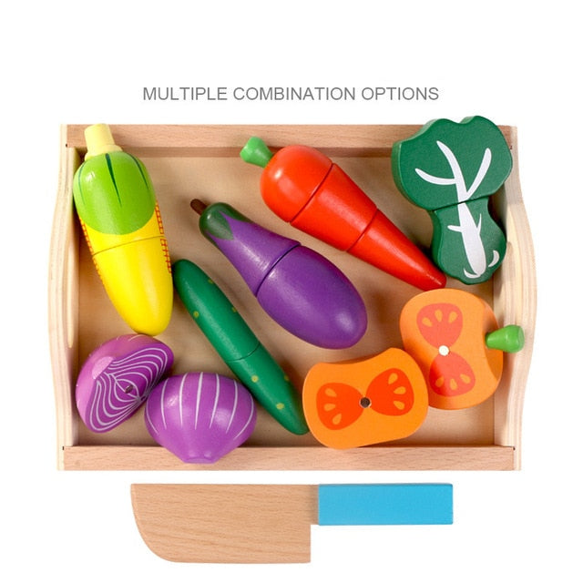 Montessori cut fruits and vegetables toys wooden classic game simulation kitchen series toys early education gift play house toy