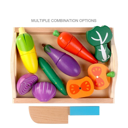 Montessori cut fruits and vegetables toys wooden classic game simulation kitchen series toys early education gift play house toy