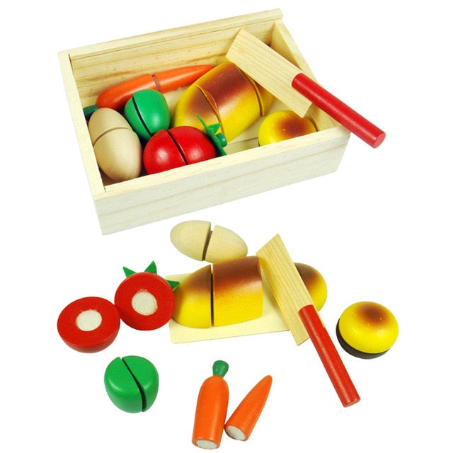 Montessori cut fruits and vegetables toys wooden classic game simulation kitchen series toys early education gift play house toy