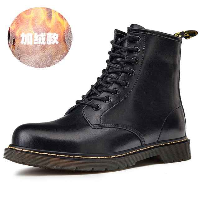 Dr. Martens Style Genuine Leather Ankle Boots - Unisex Punk Chic