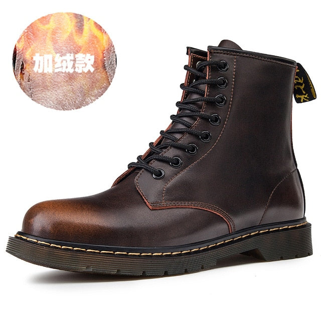 Dr. Martens Style Genuine Leather Ankle Boots - Unisex Punk Chic