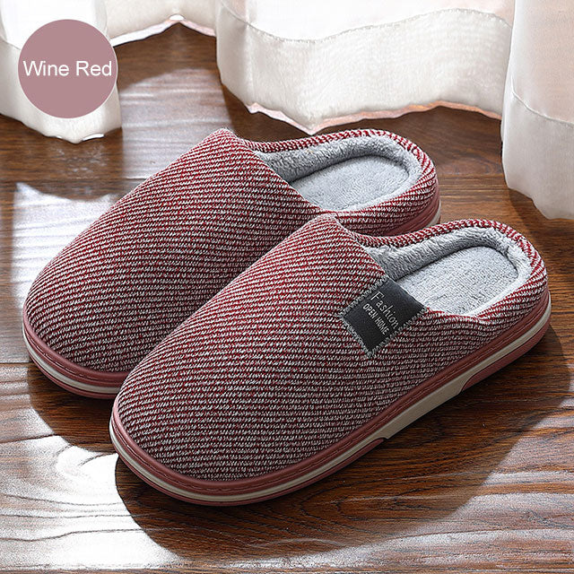 Men's Slippers Memory foam Slippers for home 2020 Winter Non Slip Male House Shoes Stripe Unisex Indoor plus size 11-12