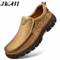 JICHI Men's Lightweight Leather Slip-On Shoes - Breathable & Stylish