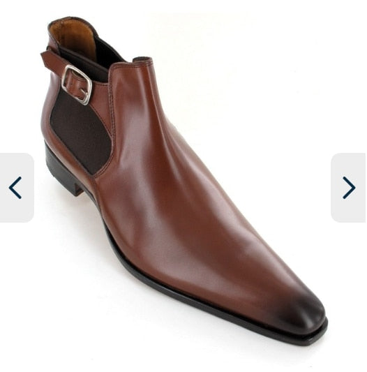 Men's Vintage PU Leather Brogue Shoes - Classic & Casual