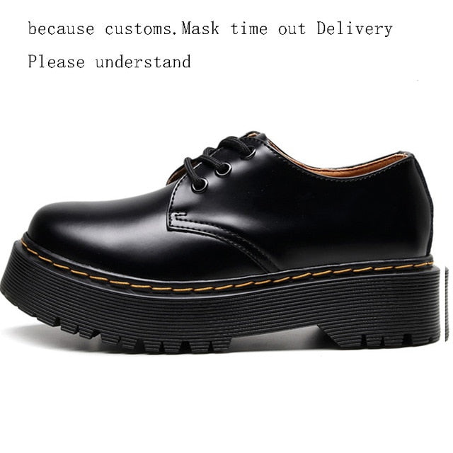 retro leather women's shoes spring autumn British student bottom work goth shoes women The first layer of genuine leather-41
