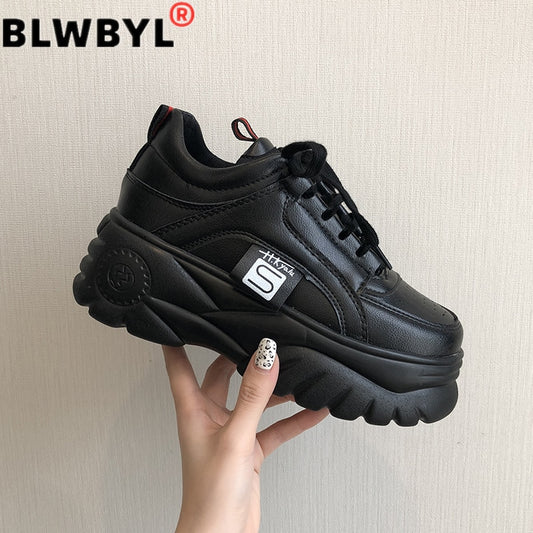 Hight Increase Ulzzang Women Casual Shoes Woman Sneakers Platform Wedges High Heels Flats Loafers Ladies Creepers Trainers